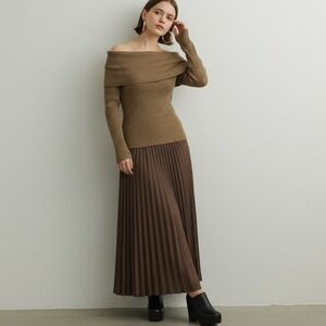 Boston Proper XL Off Shoulder Gold Sweater Metallic Knit Ribbed Capsule Fall Y2K